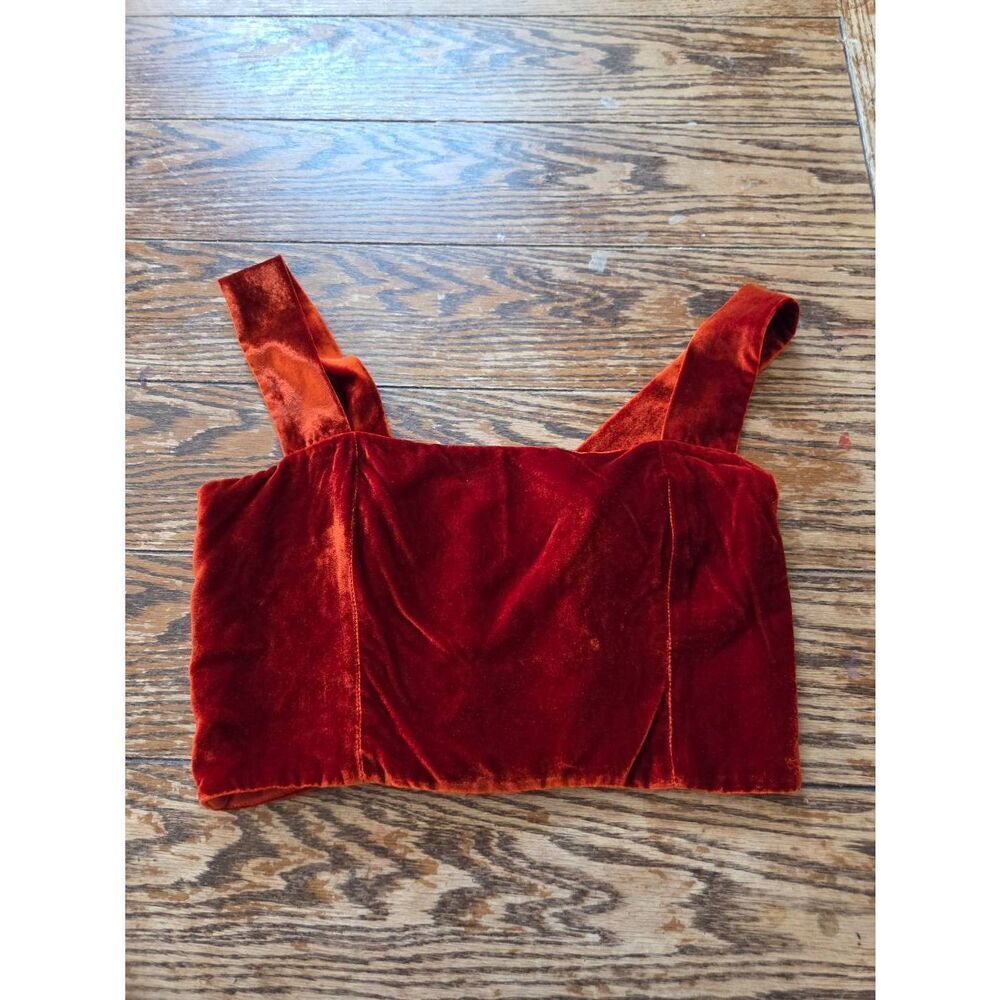 Reformation Black Velvet Guilia Top In Bloody Orange Sz. 10